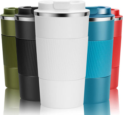 17oz Travel Coffee Cups Insulated Mug Thermal Tumbler to Go with Lid Leak Proof Reusable Stainless Steel Coffee Mug Spill Proof for Hot and Iced Cold Drinks (Blue, 510ml)