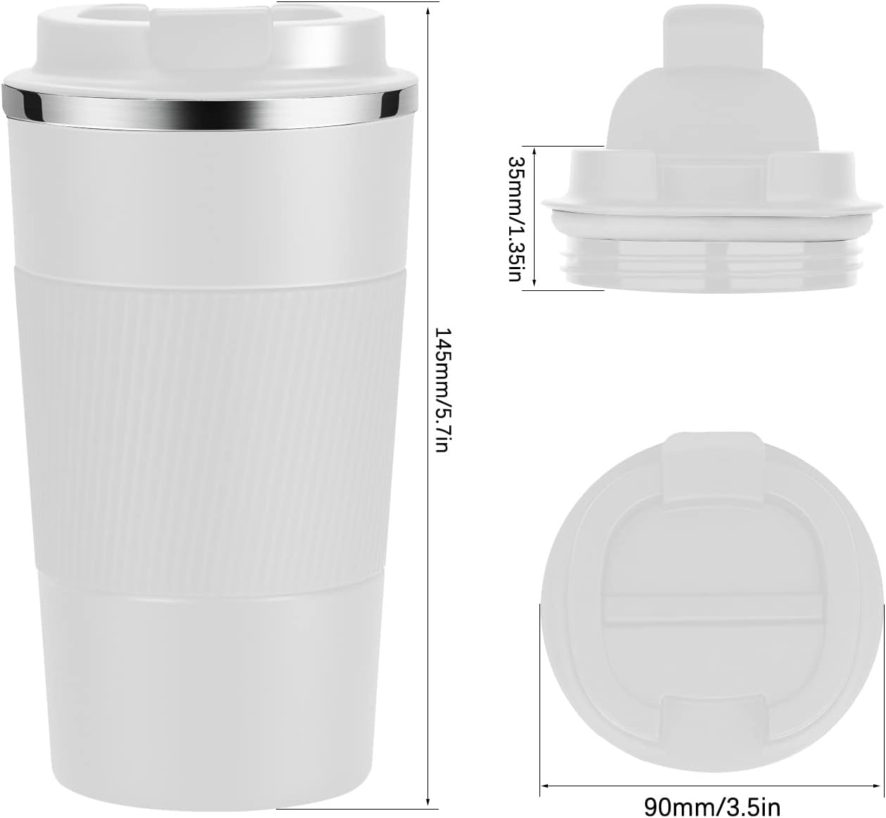 17oz Travel Coffee Cups Insulated Mug Thermal Tumbler to Go with Lid Leak Proof Reusable Stainless Steel Coffee Mug Spill Proof for Hot and Iced Cold Drinks (Blue, 510ml)