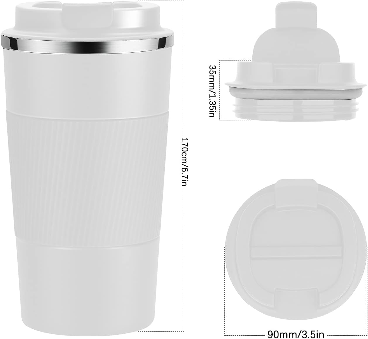17oz Travel Coffee Cups Insulated Mug Thermal Tumbler to Go with Lid Leak Proof Reusable Stainless Steel Coffee Mug Spill Proof for Hot and Iced Cold Drinks (Blue, 510ml)