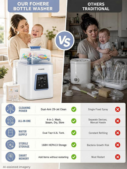Baby Bottle Washer Pro, All-in-One Bottle Washer and Sterilizer and Dryer