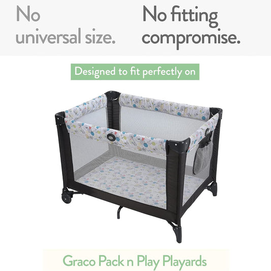 Pack and Play Sheets Fitted – Compatible with Graco Pack n Play Playard Crib and Other 27 x 39 Inch Playpen Mattress – Buttery Soft 100% Cotton – Dusty Blue + Navy – 2 Pack