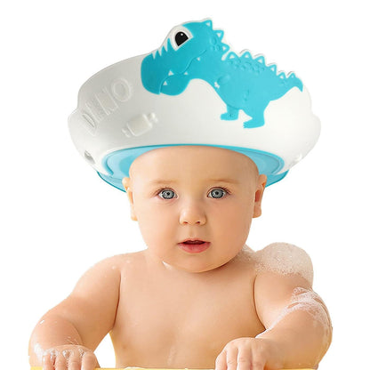 Baby Shower Cap with Bath Rinse Cup for Toddler Kids, Dinosaur Blue