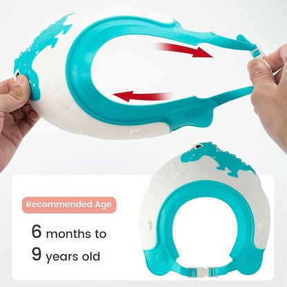 Baby Shower Cap with Bath Rinse Cup for Toddler Kids, Dinosaur Blue