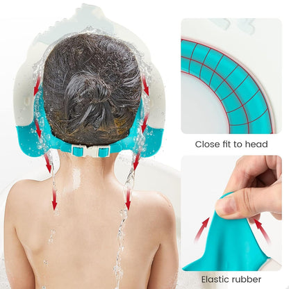 Baby Shower Cap with Bath Rinse Cup for Toddler Kids, Dinosaur Blue