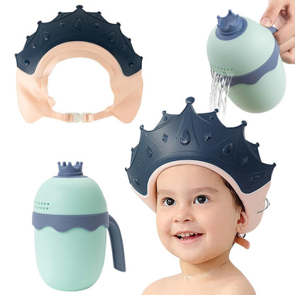 Baby Shower Cap with Bath Rinse Cup for Toddler Kids, Dinosaur Blue