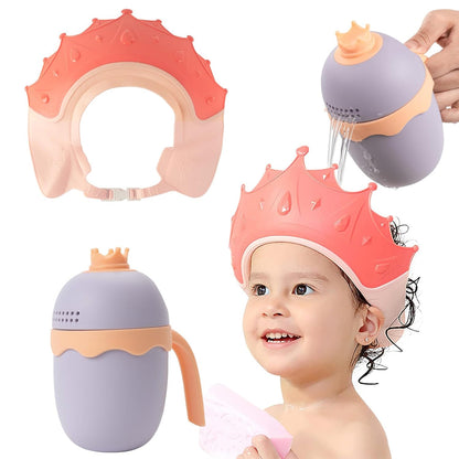 Baby Shower Cap with Bath Rinse Cup for Toddler Kids, Dinosaur Blue