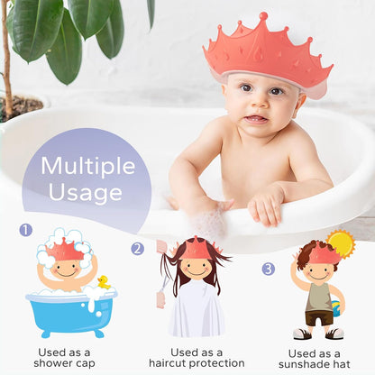 Baby Shower Cap with Bath Rinse Cup for Toddler Kids, Dinosaur Blue