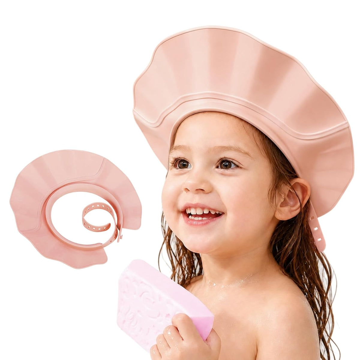 Baby Shower Cap with Bath Rinse Cup for Toddler Kids, Dinosaur Blue