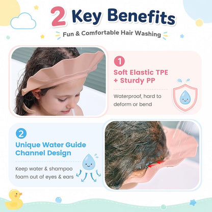 Baby Shower Cap with Bath Rinse Cup for Toddler Kids, Dinosaur Blue