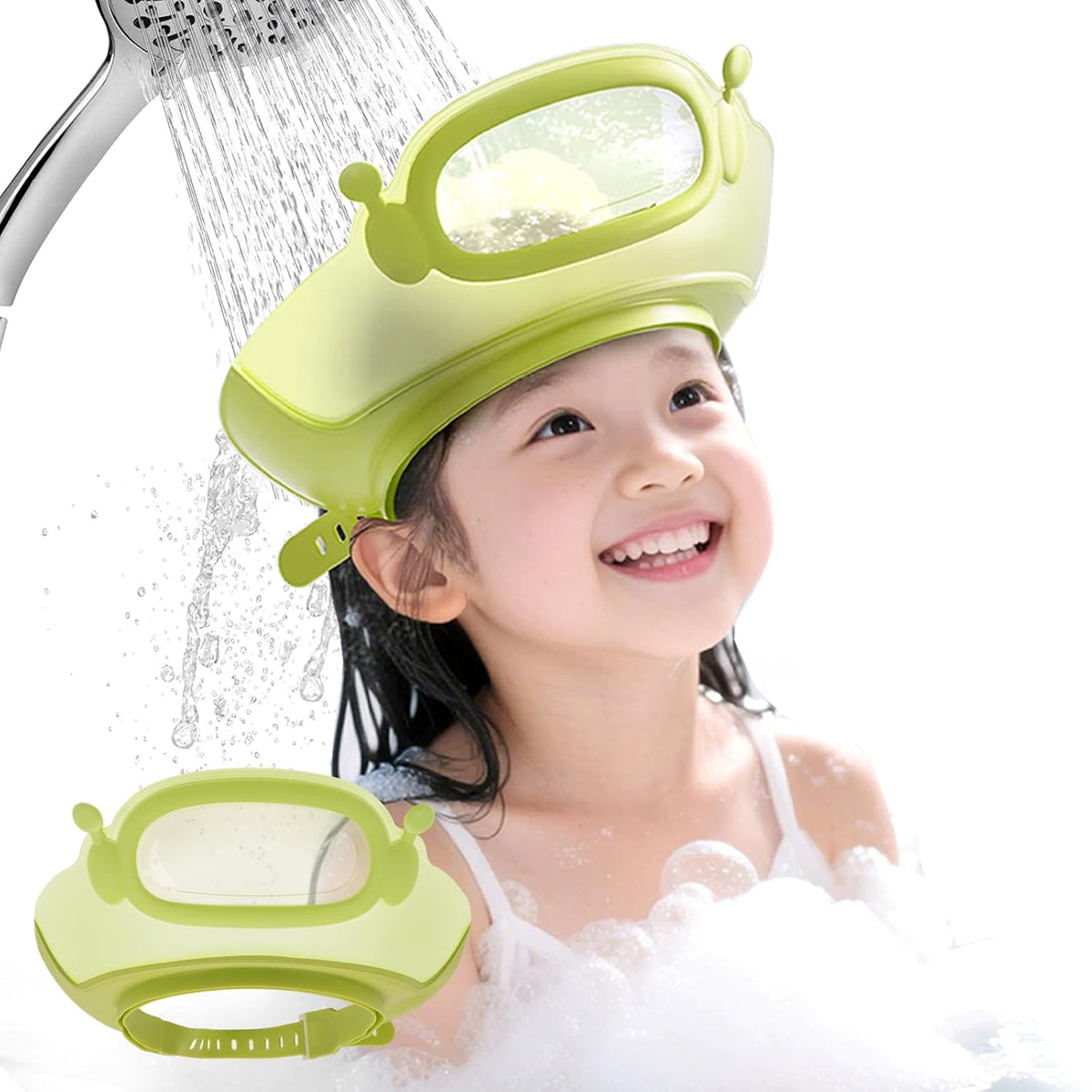 Baby Shower Cap with Bath Rinse Cup for Toddler Kids, Dinosaur Blue
