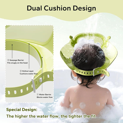 Baby Shower Cap with Bath Rinse Cup for Toddler Kids, Dinosaur Blue