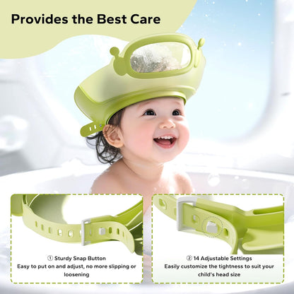 Baby Shower Cap with Bath Rinse Cup for Toddler Kids, Dinosaur Blue
