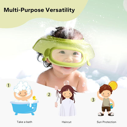 Baby Shower Cap with Bath Rinse Cup for Toddler Kids, Dinosaur Blue