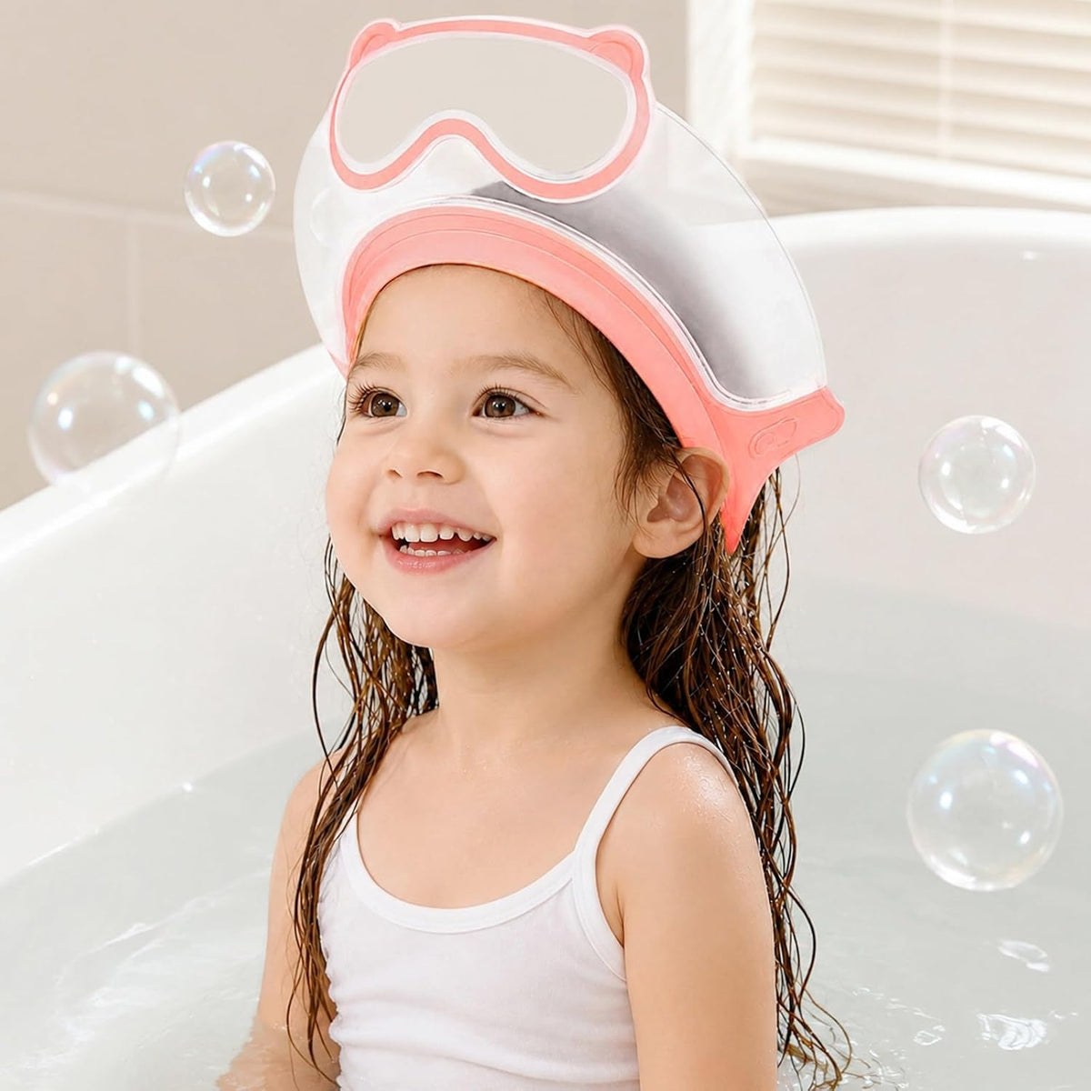 Baby Shower Cap with Bath Rinse Cup for Toddler Kids, Dinosaur Blue