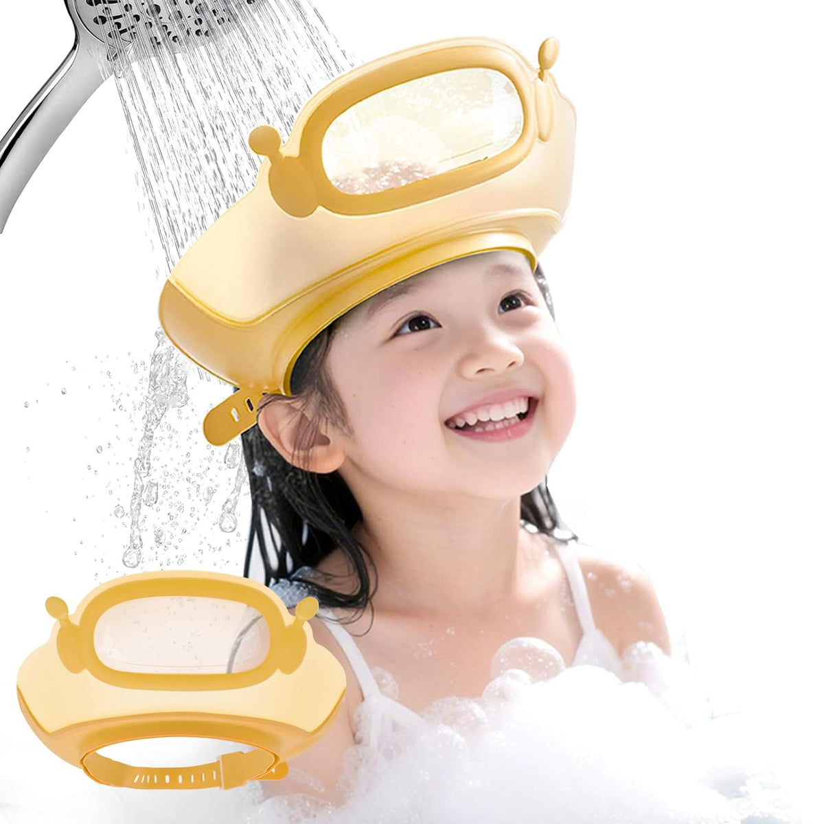 Baby Shower Cap with Bath Rinse Cup for Toddler Kids, Dinosaur Blue