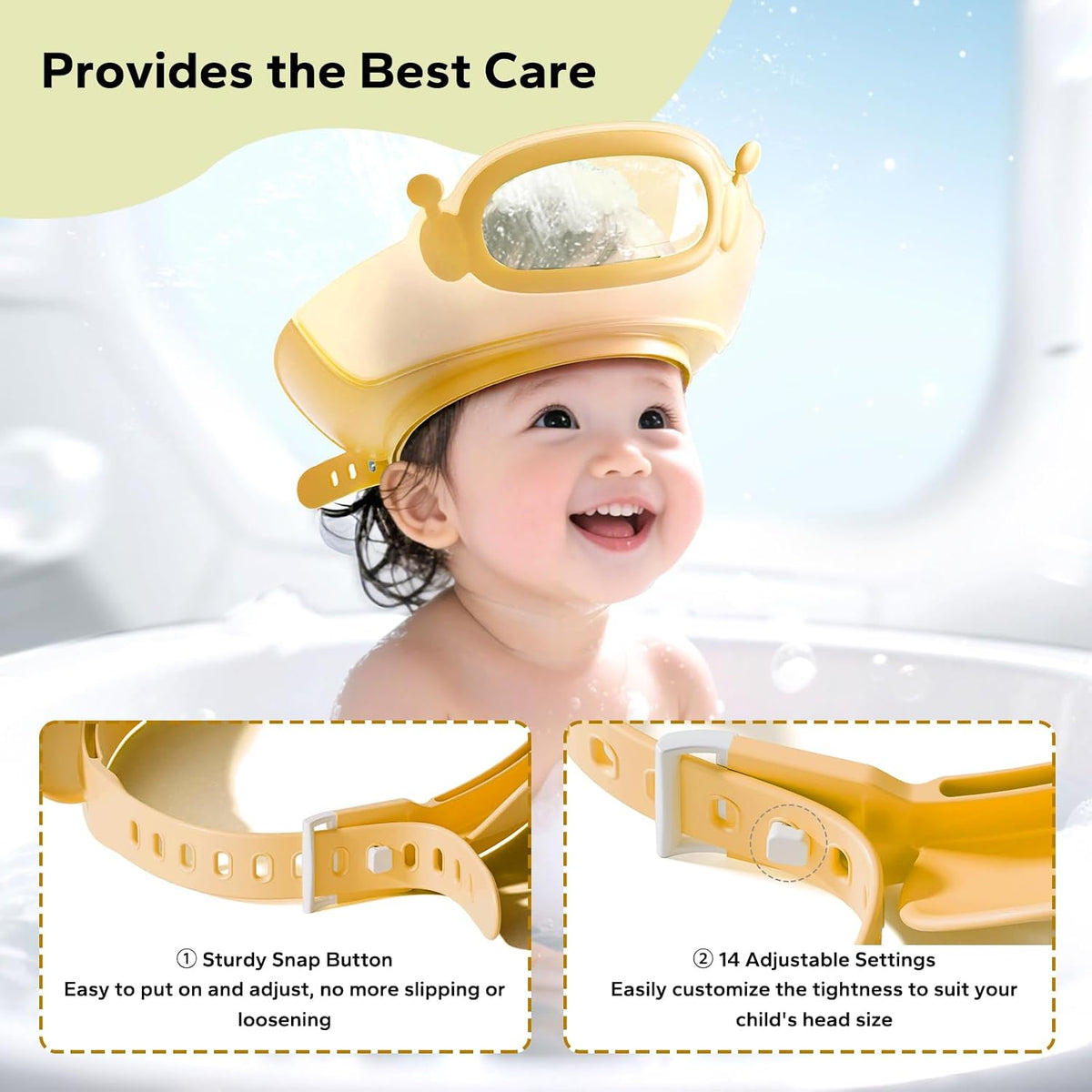 Baby Shower Cap with Bath Rinse Cup for Toddler Kids, Dinosaur Blue