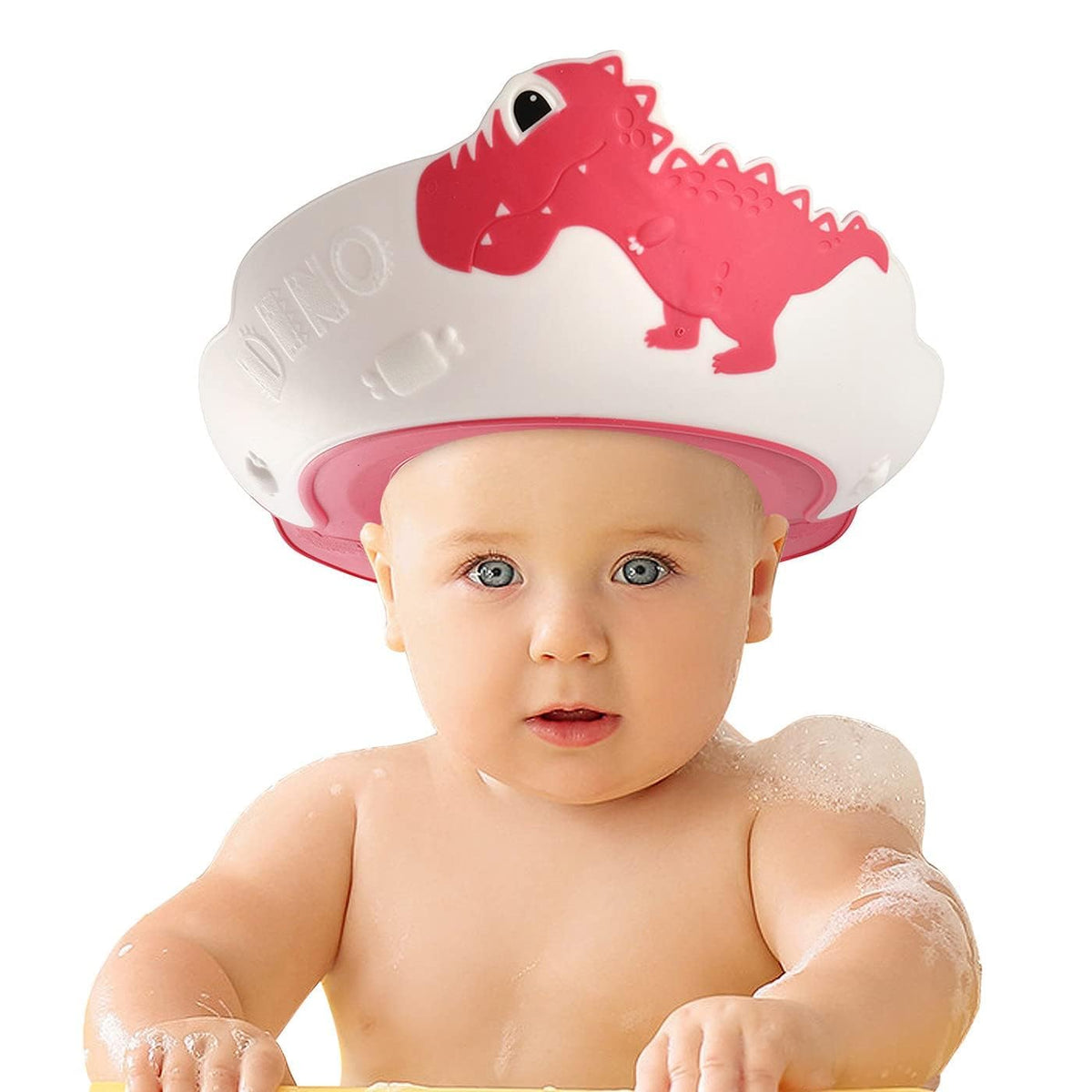 Baby Shower Cap with Bath Rinse Cup for Toddler Kids, Dinosaur Blue