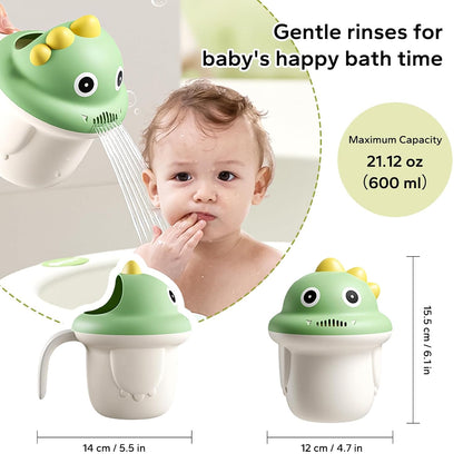 Baby Shower Cap with Bath Rinse Cup for Toddler Kids, Dinosaur Blue