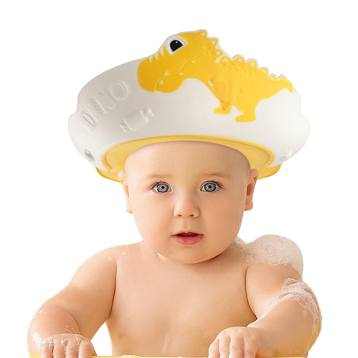 Baby Shower Cap with Bath Rinse Cup for Toddler Kids, Dinosaur Blue