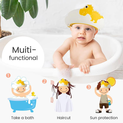 Baby Shower Cap with Bath Rinse Cup for Toddler Kids, Dinosaur Blue