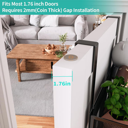 Over The Door Organizer with Coat Hooks and 2 Baskets, Stainless Steel Rustproof Over The Door Hanger Hooks for Bathroom, Kitchen, Bedroom-White (for 1.76in Doors)