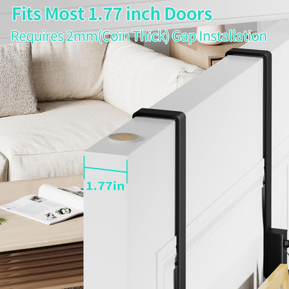 Over The Door Organizer with Coat Hooks and 2 Baskets, Stainless Steel Rustproof Over The Door Hanger Hooks for Bathroom, Kitchen, Bedroom-White (for 1.76in Doors)