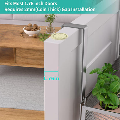 Over The Door Organizer with Coat Hooks and 2 Baskets, Stainless Steel Rustproof Over The Door Hanger Hooks for Bathroom, Kitchen, Bedroom-White (for 1.76in Doors)