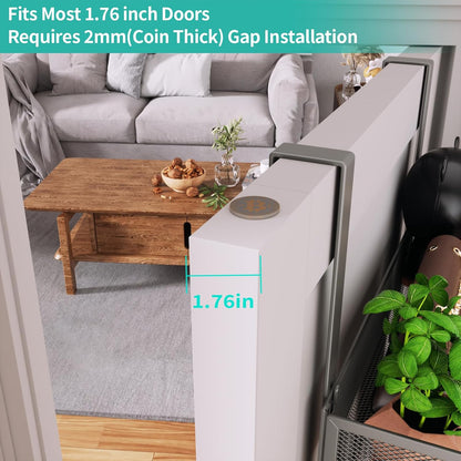 Over The Door Organizer with Coat Hooks and 2 Baskets, Stainless Steel Rustproof Over The Door Hanger Hooks for Bathroom, Kitchen, Bedroom-White (for 1.76in Doors)