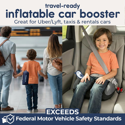 UberBoost Inflatable Booster Car Seat, Travel Booster Seat, Graphite Black