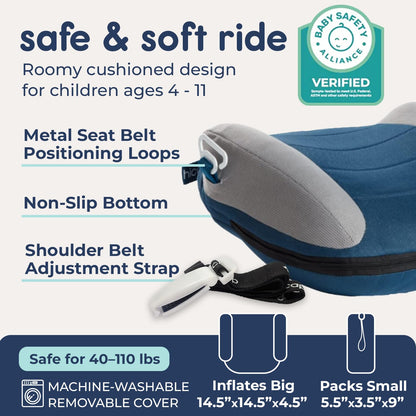 UberBoost Inflatable Booster Car Seat, Travel Booster Seat, Graphite Black