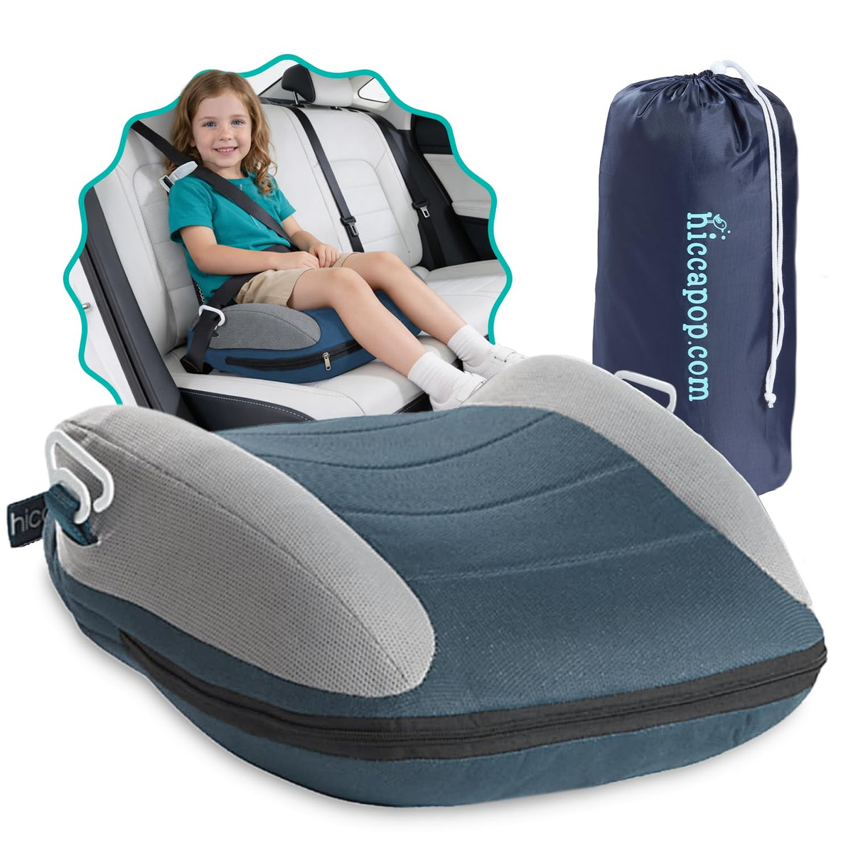 UberBoost Inflatable Booster Car Seat, Travel Booster Seat, Graphite Black