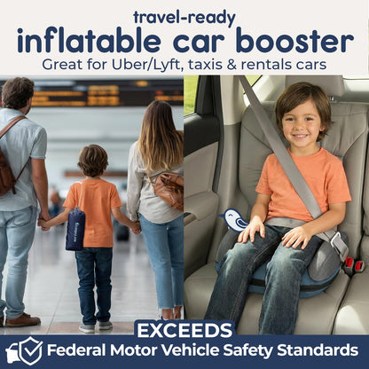 UberBoost Inflatable Booster Car Seat, Travel Booster Seat, Graphite Black