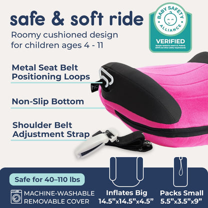 UberBoost Inflatable Booster Car Seat, Travel Booster Seat, Graphite Black