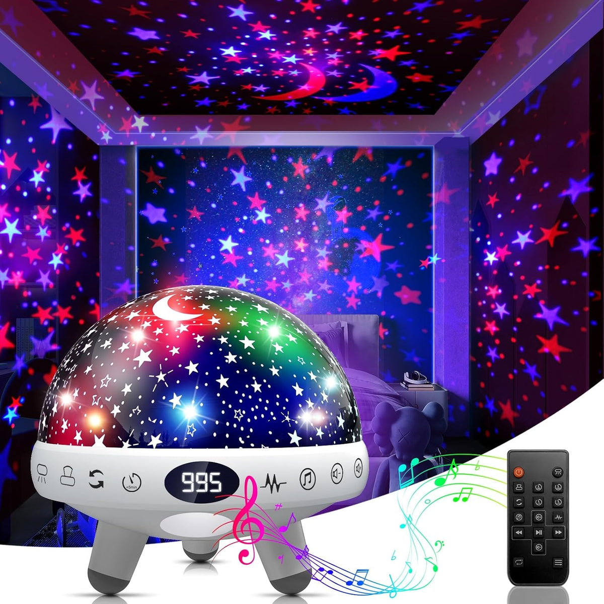 Kids Sound Machine with Night Light Projector,29 Soothing Sounds Baby Night Light Star Projector for Kids Room,White Noise Machine for Baby Sleeping Soother,Nursery Lamp,Bedroom Decor