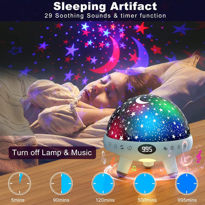 Kids Sound Machine with Night Light Projector,29 Soothing Sounds Baby Night Light Star Projector for Kids Room,White Noise Machine for Baby Sleeping Soother,Nursery Lamp,Bedroom Decor