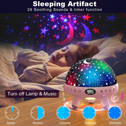 Kids Sound Machine with Night Light Projector,29 Soothing Sounds Baby Night Light Star Projector for Kids Room,White Noise Machine for Baby Sleeping Soother,Nursery Lamp,Bedroom Decor