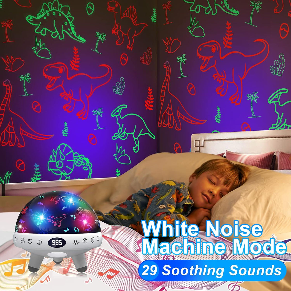 Kids Sound Machine with Night Light Projector,29 Soothing Sounds Baby Night Light Star Projector for Kids Room,White Noise Machine for Baby Sleeping Soother,Nursery Lamp,Bedroom Decor