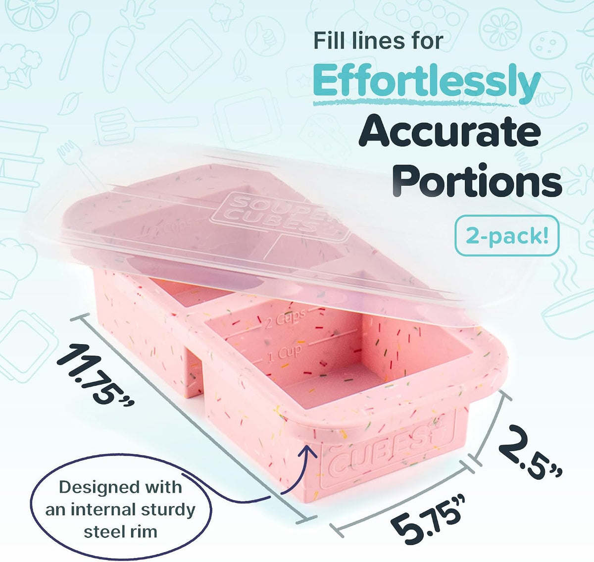 2 Cup Silicone Freezer Molds, Charcoal