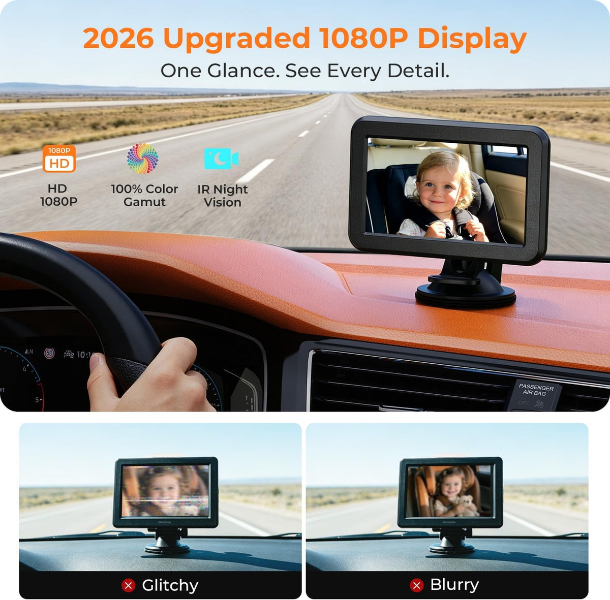 2026 Upgraded Baby Car Camera 1080P HD IR Night Vision Rear Facing
