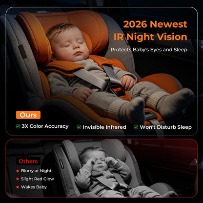2026 Upgraded Baby Car Camera 1080P HD IR Night Vision Rear Facing