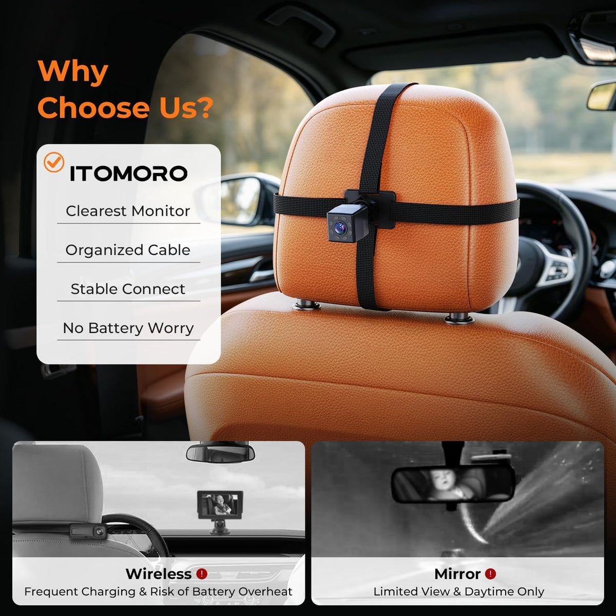 2026 Upgraded Baby Car Camera 1080P HD IR Night Vision Rear Facing
