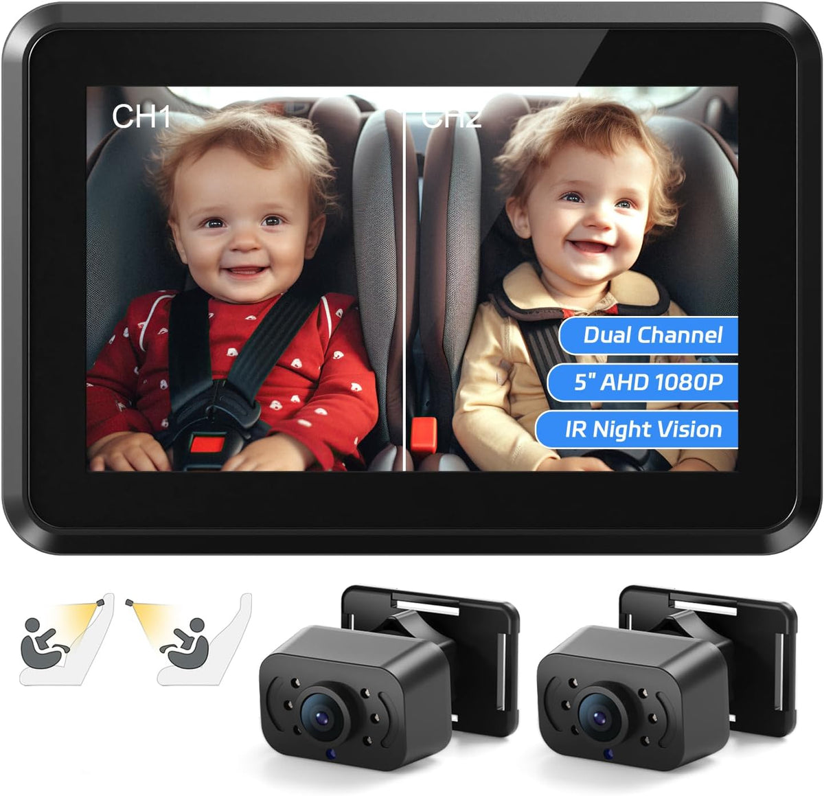 2026 Upgraded Baby Car Camera 1080P HD IR Night Vision Rear Facing