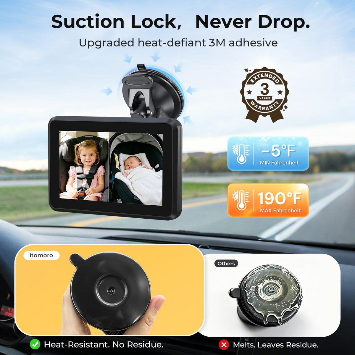 2026 Upgraded Baby Car Camera 1080P HD IR Night Vision Rear Facing
