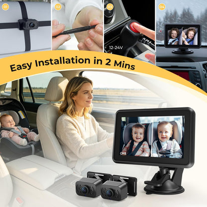 2026 Upgraded Baby Car Camera 1080P HD IR Night Vision Rear Facing