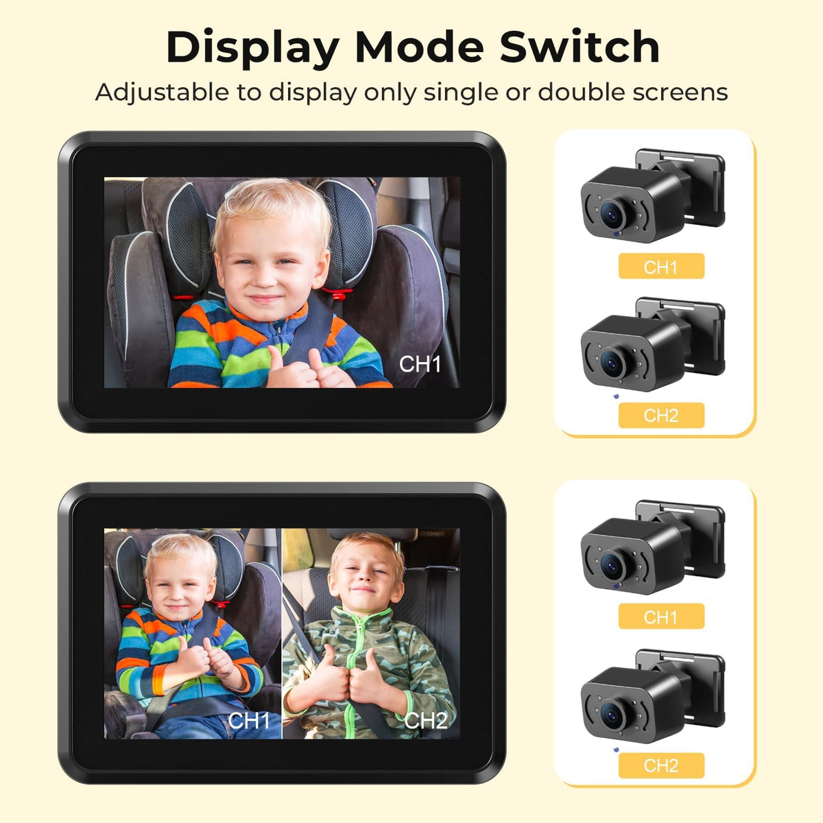 2026 Upgraded Baby Car Camera 1080P HD IR Night Vision Rear Facing