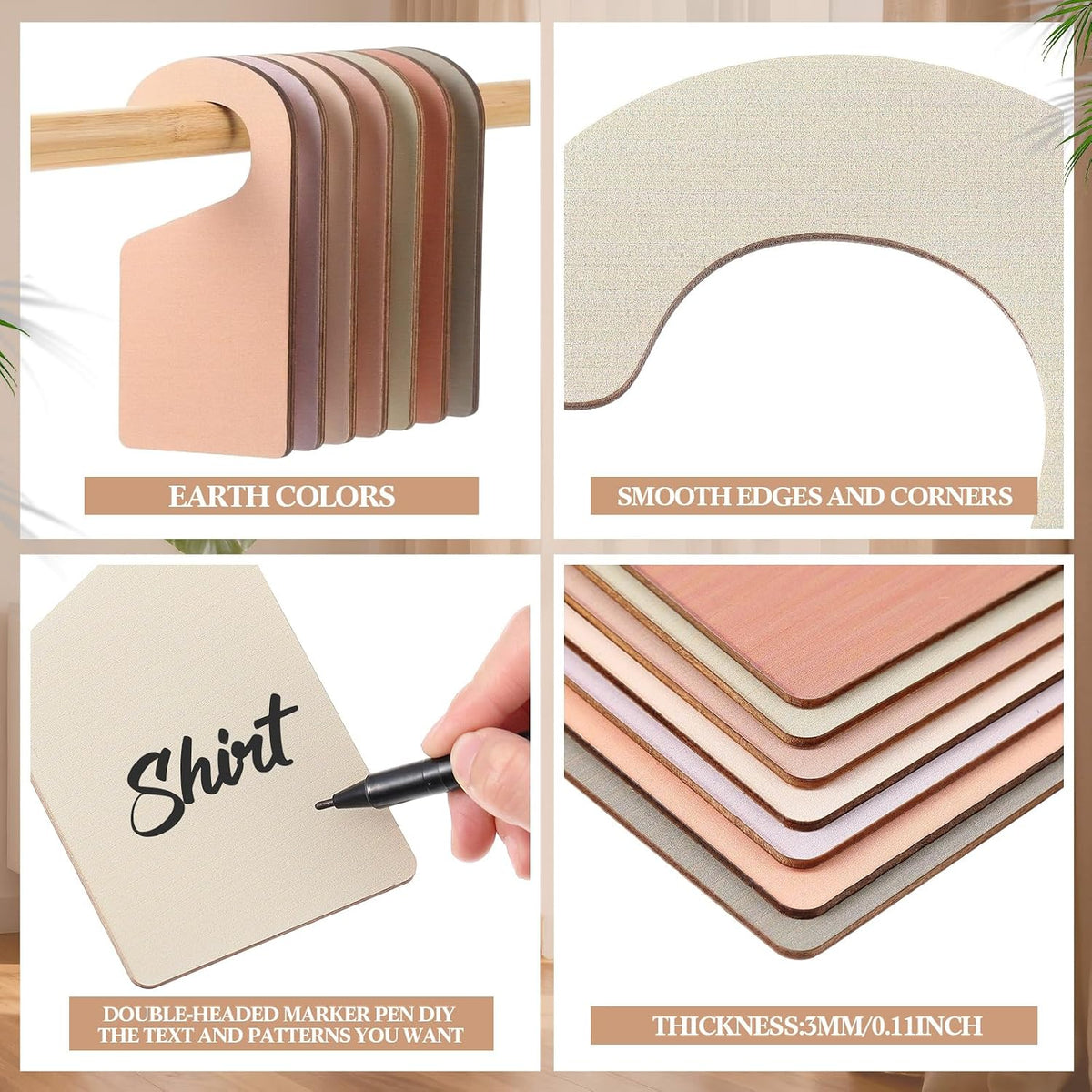 Blank Wooden Closet Dividers, Macaron Color, Tab Top