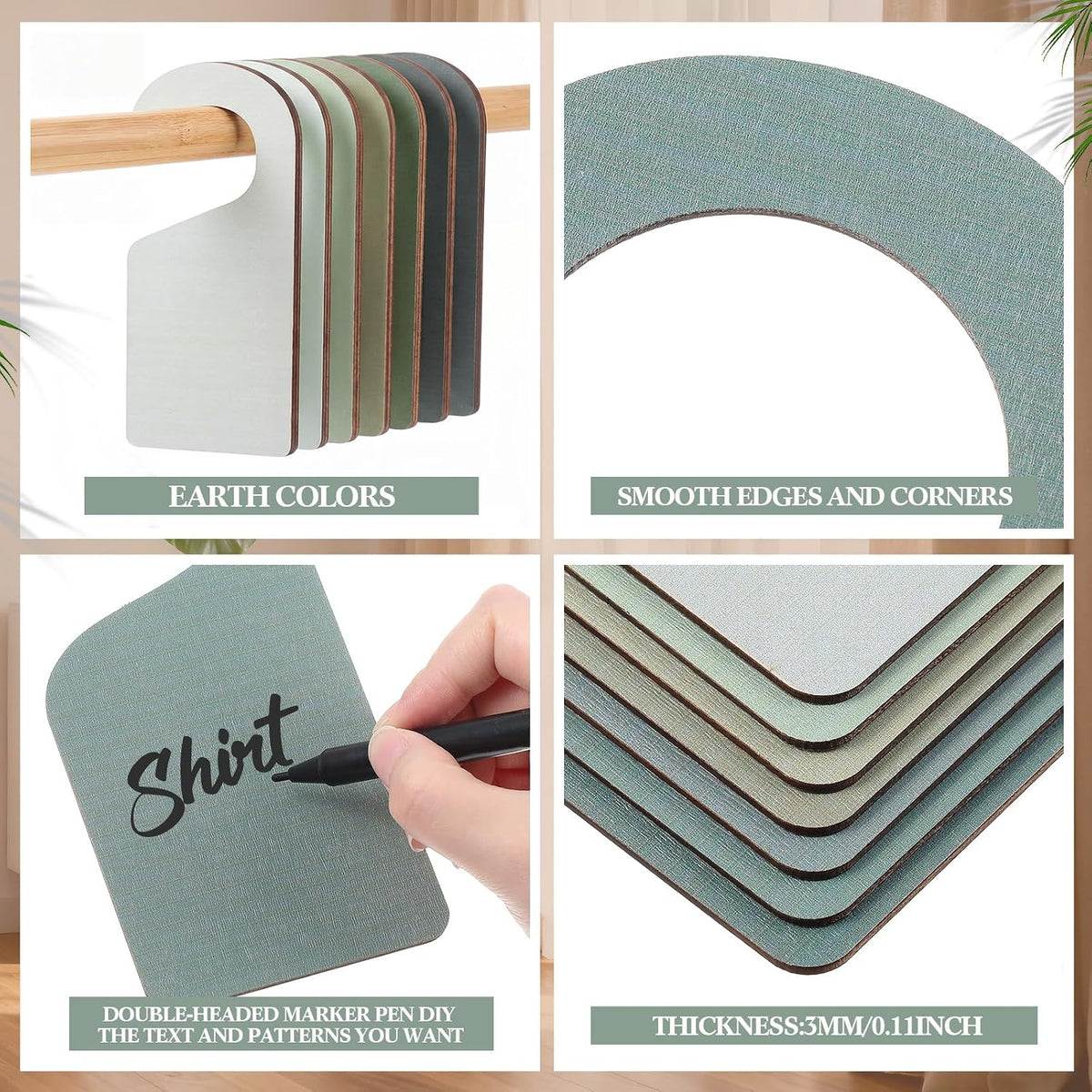 Blank Wooden Closet Dividers, Macaron Color, Tab Top