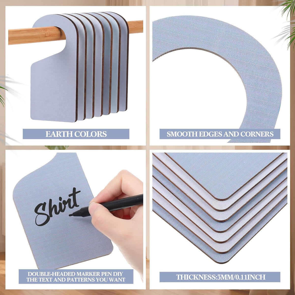 Blank Wooden Closet Dividers, Macaron Color, Tab Top