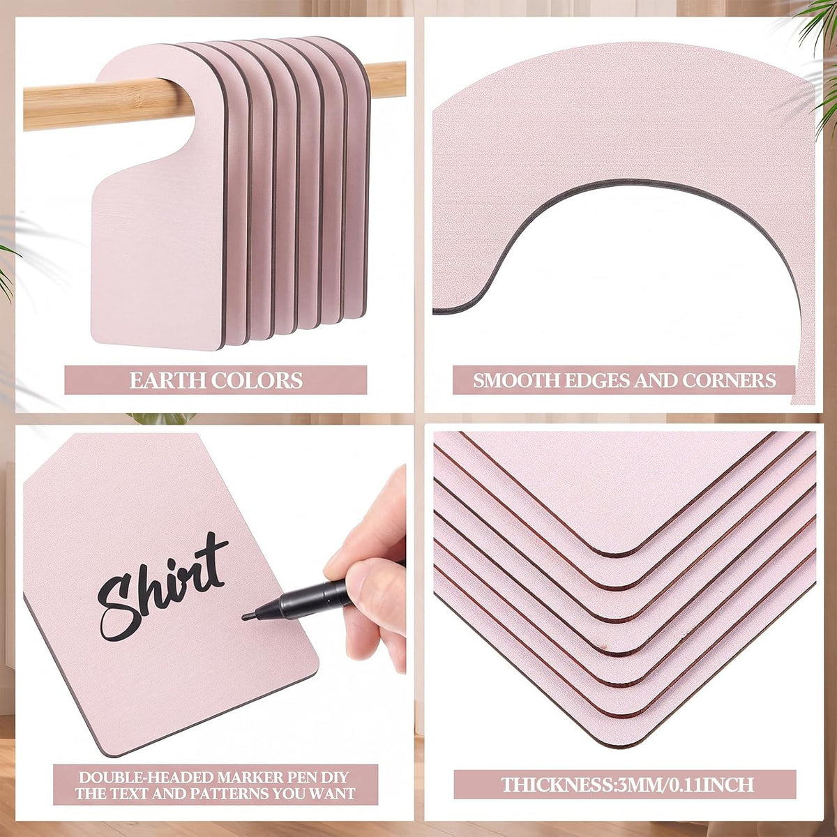 Blank Wooden Closet Dividers, Macaron Color, Tab Top