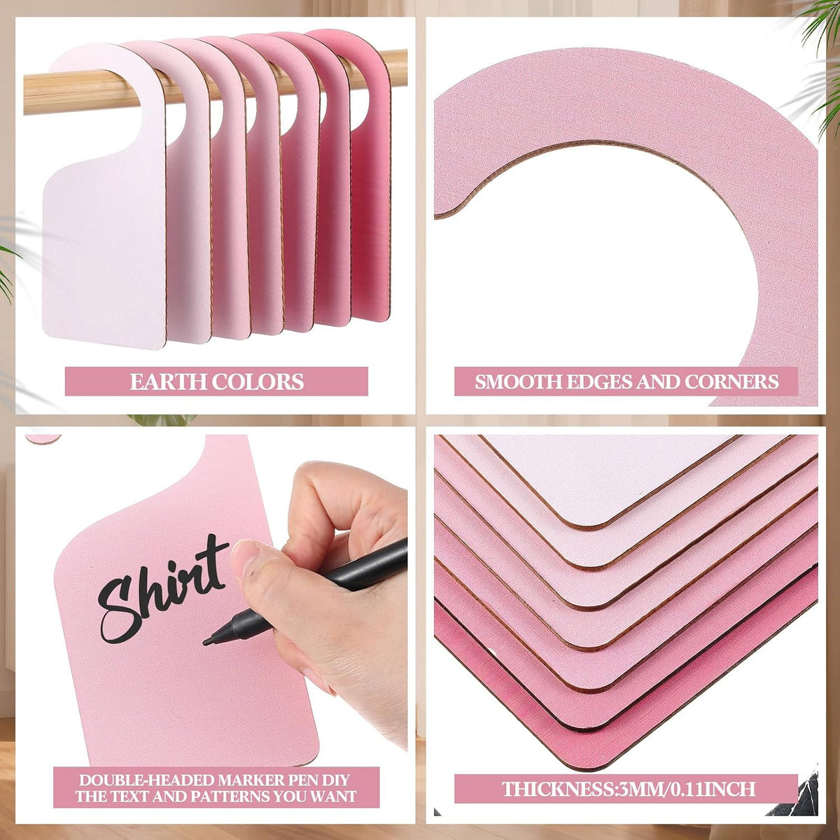 Blank Wooden Closet Dividers, Macaron Color, Tab Top